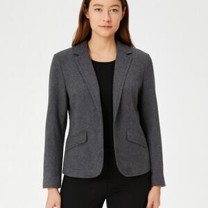 Pas de Calais Wool Blend Gray Open Front Collared Knit Blazer Jacket 38 / US 4-6